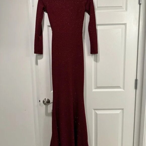 Lovely Day Low Back, High Slit Glitter Maxi Cocktail Dress - Picture 1 of 5